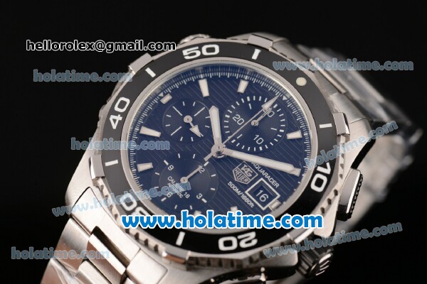 Tag Heuer Aquaracer 500M Chrono Calibre 16 Swiss Valjoux 7750-SHG Automatic Stainless Steel Case with Black Dial and White Stick Markers (Z) - Click Image to Close